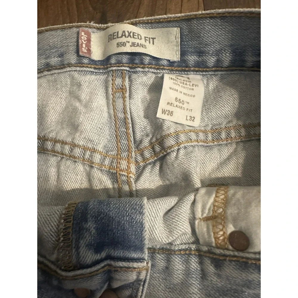 Levi's 550 Jeans Mens 36x32 Faded Wash Denim Relaxed Fit Straight Leg Classic